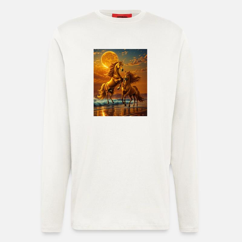 Mondlichthufe am Abendmeer - Langarmshirt - made by SPREAD - OFF WHITE