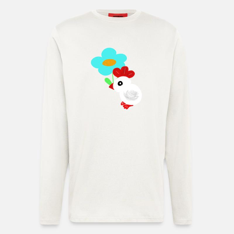 Flower Chicken Chick Kids Spring - Longsleeve - made by SPREAD  - OFF WHITE