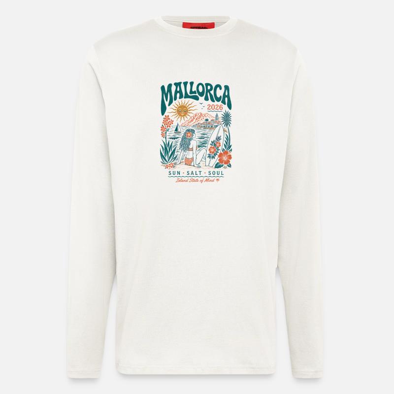 Mallorca Surf Sonnenszeit 2026 - Langarmshirt - made by SPREAD  - OFF WHITE