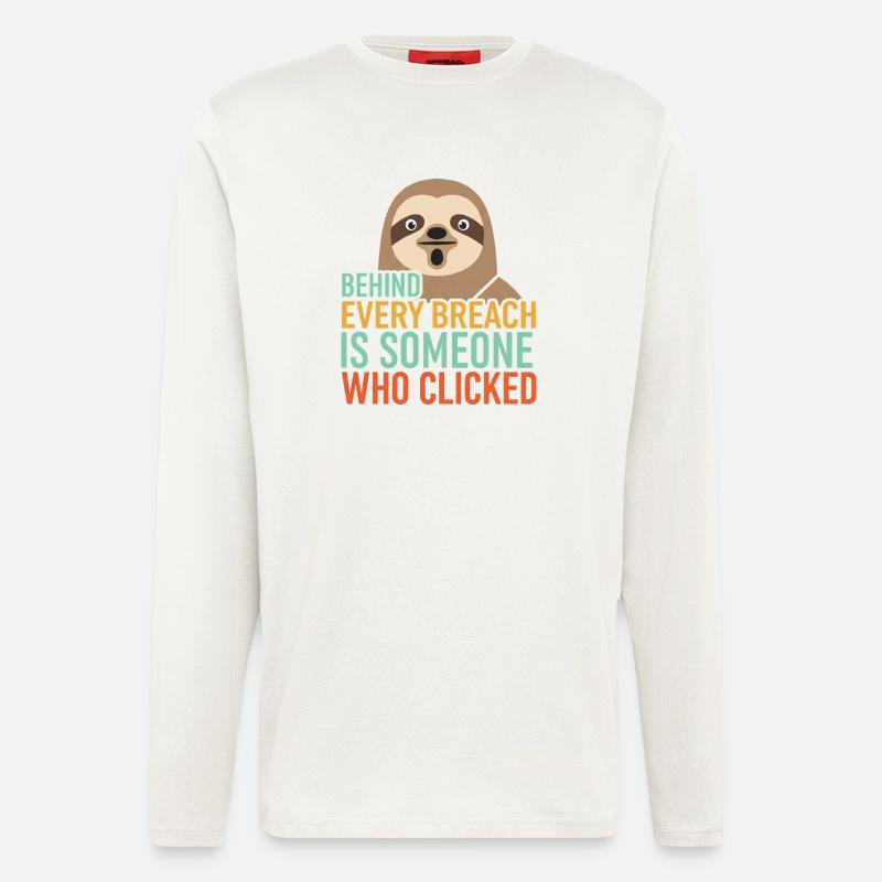 Behind Every Breach Faultier IT Security - Langarmshirt - made by SPREAD - OFF WHITE