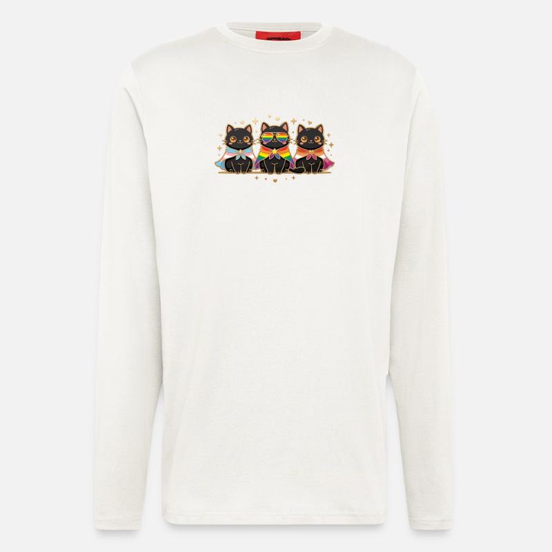 LGBTQ-Pride-Monat – Rainbow Cats - Langarmshirt - made by SPREAD  - OFF WHITE