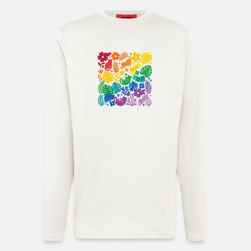 LGBT-Pride-Monat – Regenbogenkatzen und Blumen - Langarmshirt - made by SPREAD - OFF WHITE