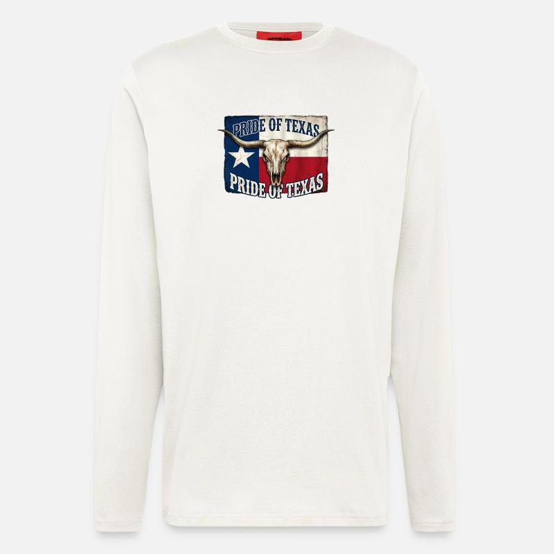 Texas Pride Horns Skull - Longsleeve - made by SPREAD  - OFF WHITE