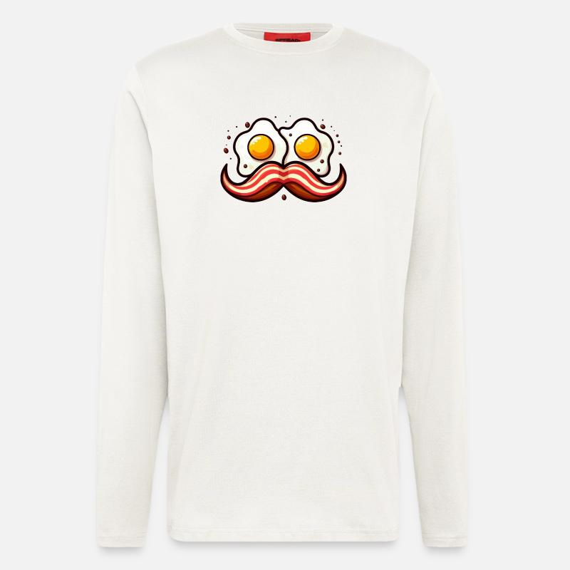 Retro Egg Mustache - Longsleeve - made by SPREAD - OFF WHITE