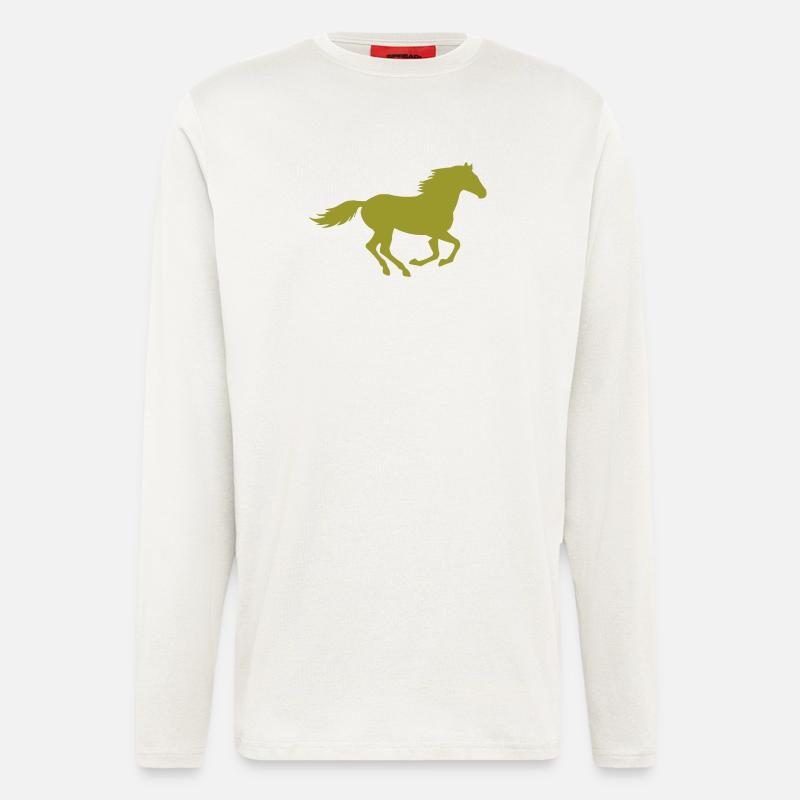 silhouette de cheval - Manches longues bio décontracté fabriqué en UE - OFF WHITE