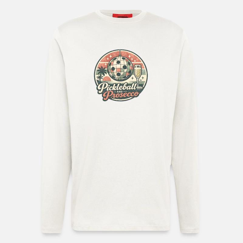 Pickleball and Prosecco Retro Logo - Longsleeve - made by SPREAD  - OFF WHITE