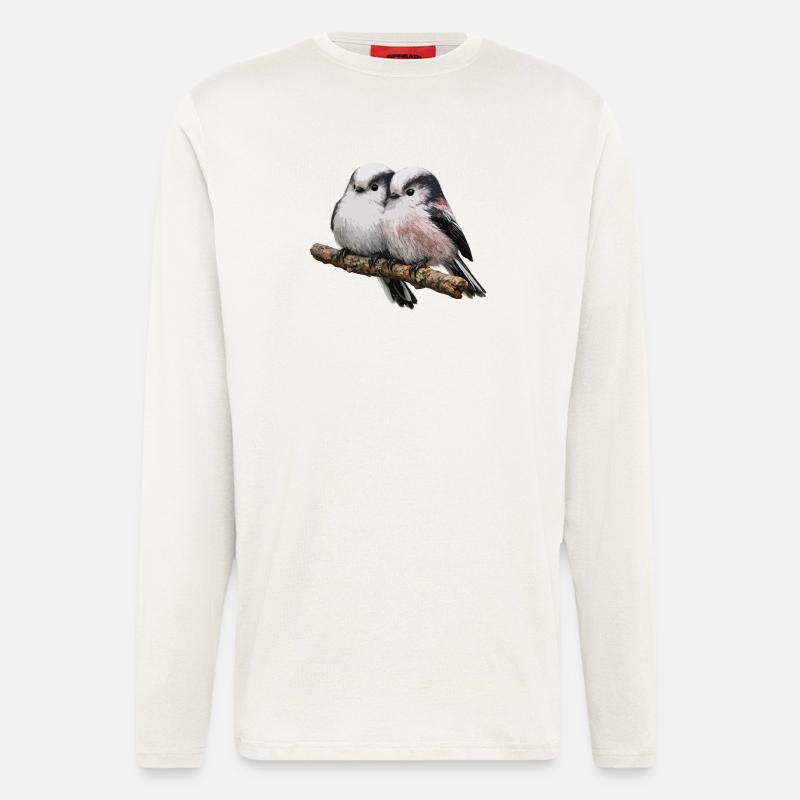 Duo Long-tailed on Branch - Soft Pastel - Longsleeve - made by SPREAD  - OFF WHITE