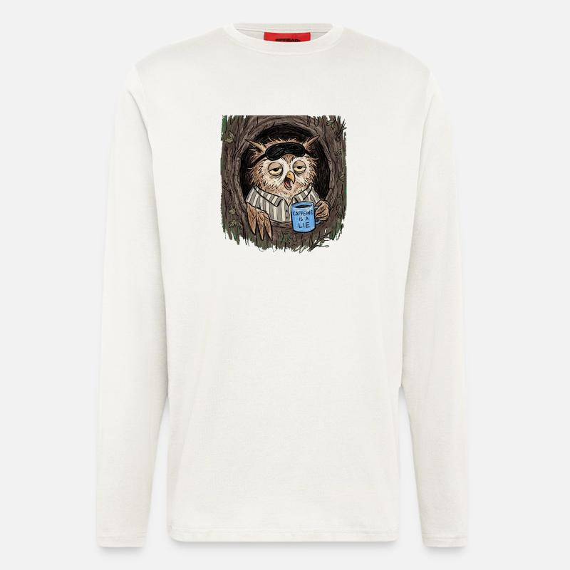 Caffeine is a Lie Eule Coffee - Longsleeve - made by SPREAD - OFF WHITE