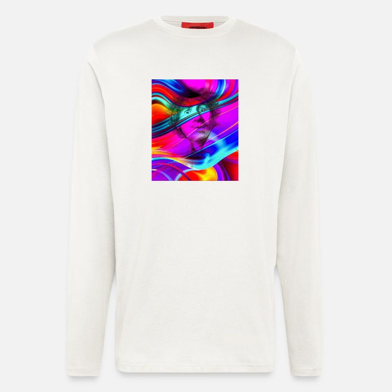Psychedelisches Porträt im Farbfluss - Langarmshirt - made by SPREAD  - OFF WHITE