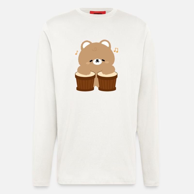 Bear Beats on Drums - Langarmshirt - made by SPREAD  - OFF WHITE