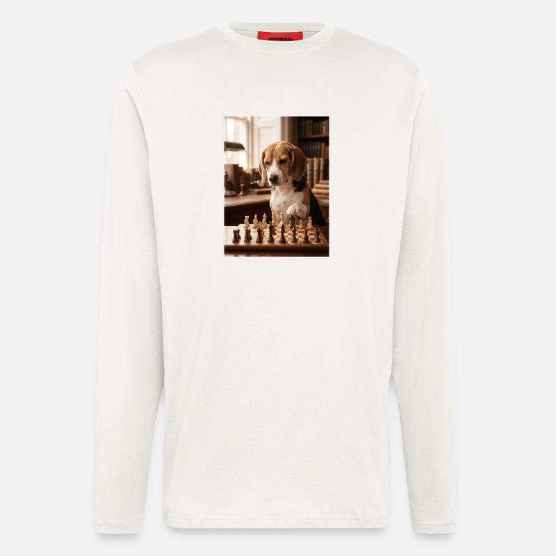 Beagle dog playing chess - Longsleeve - made by SPREAD  - OFF WHITE