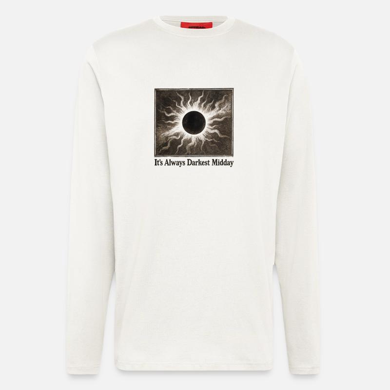 Midi le plus sombre | Éclipse solaire - Manches longues bio décontracté fabriqué en UE - OFF WHITE