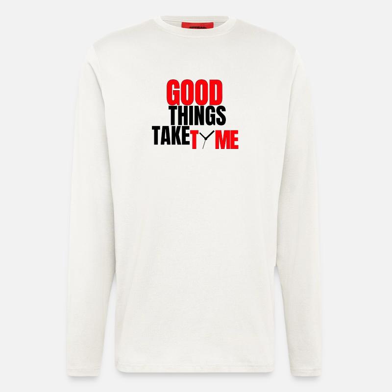 Gute Dinge brauchen Zeit - Langarmshirt - made by SPREAD - OFF WHITE
