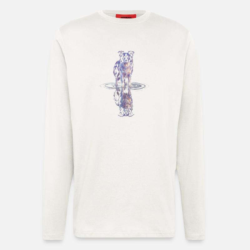 Border Collie Water Reflection - Longsleeve - made by SPREAD  - OFF WHITE