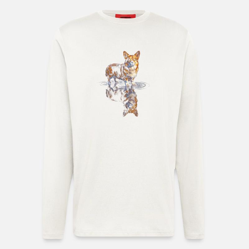 Wasserreflex Corgi - Langarmshirt - made by SPREAD - OFF WHITE
