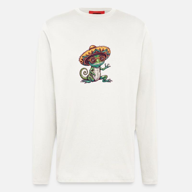 Chameleon Funny Sombrero - Longsleeve - made by SPREAD  - OFF WHITE