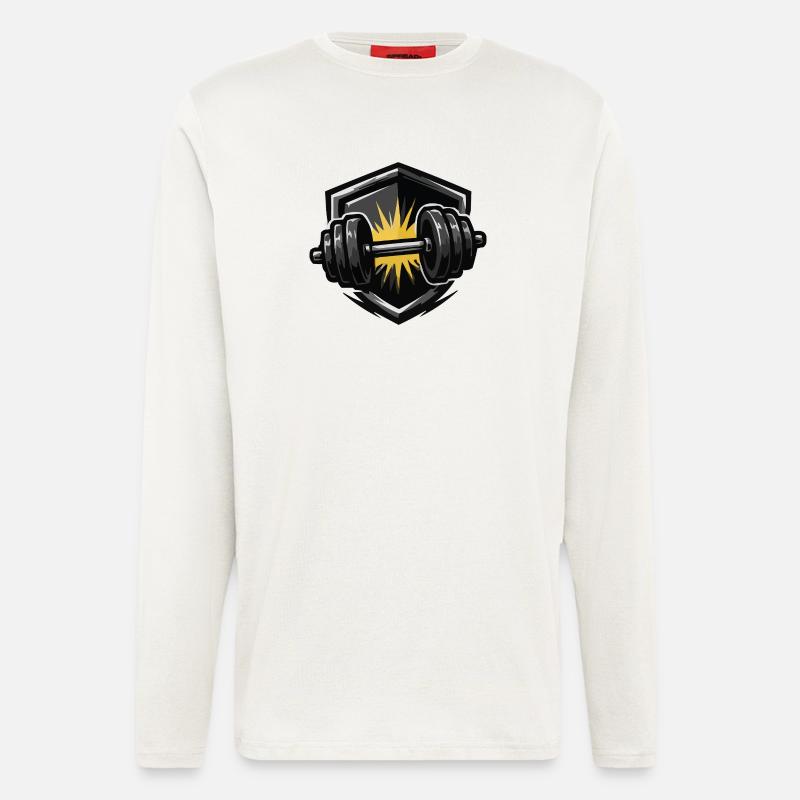 Kraft Schild Hantel Burst - Langarmshirt - made by SPREAD - OFF WHITE