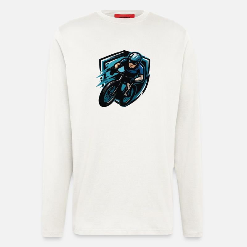 Fahrrad Biker Comic Wappen - Langarmshirt - made by SPREAD  - OFF WHITE