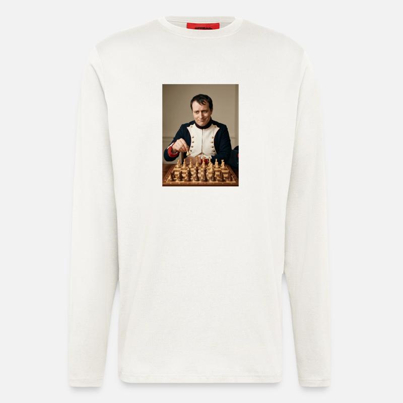 Napoléon joue aux échecs. - Manches longues bio décontracté fabriqué en UE - OFF WHITE