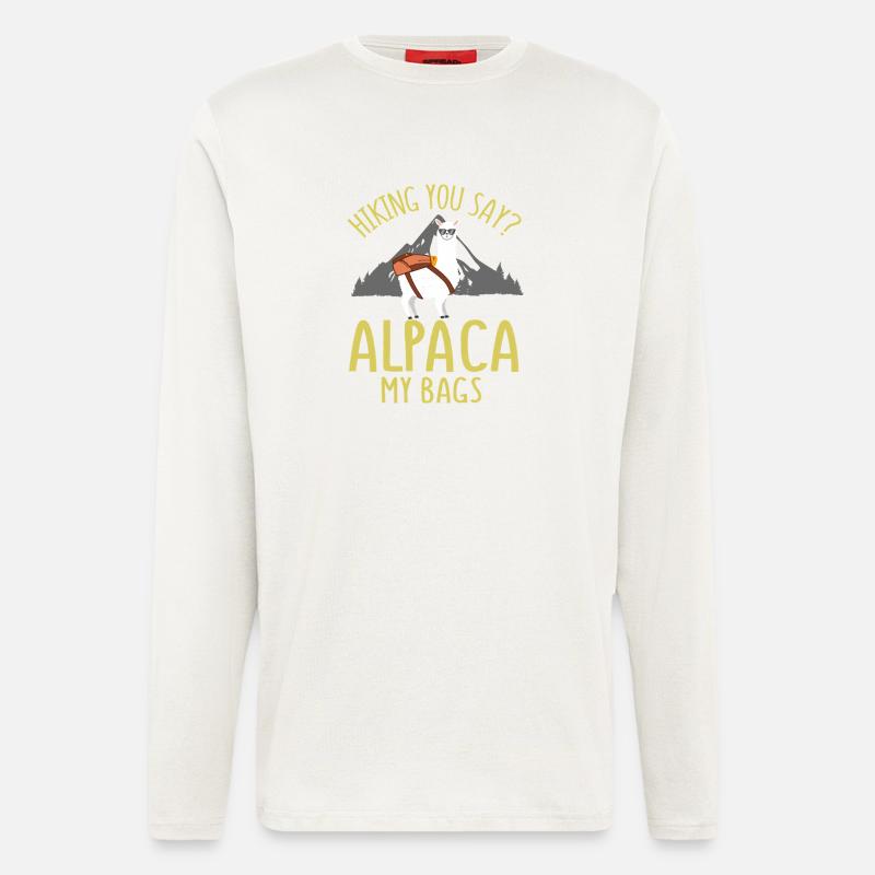 Hiking Alpaca Pun Tee - Longsleeve - made by SPREAD  - OFF WHITE