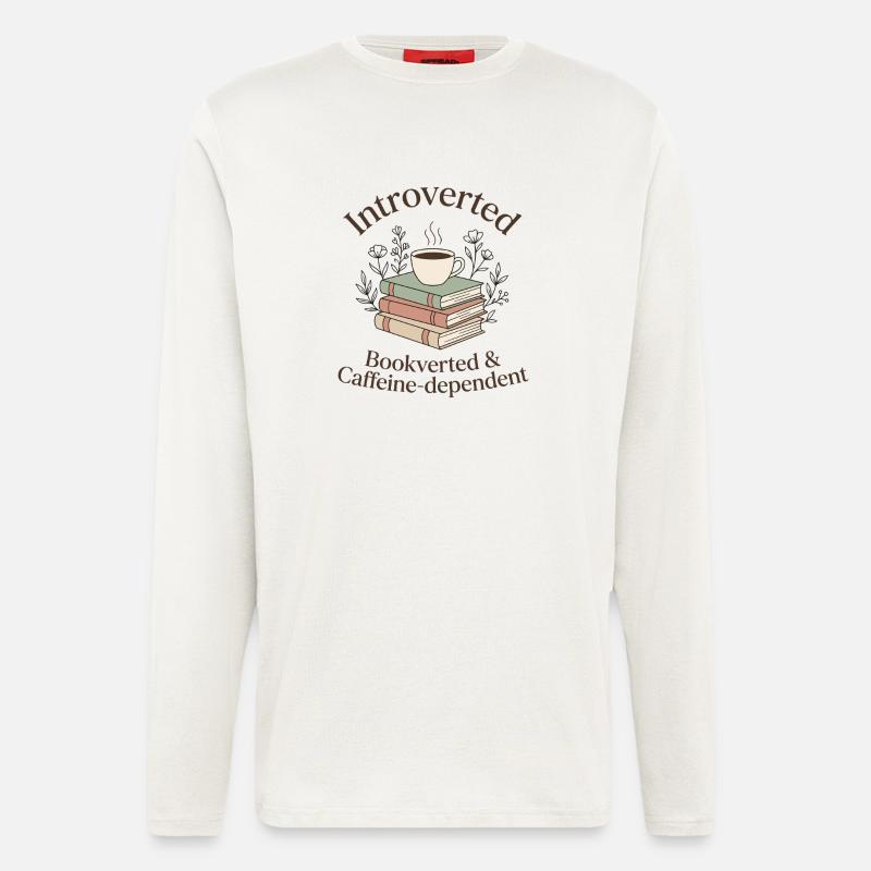 Introvert Books Coffee Bookworm - Longsleeve - made by SPREAD  - OFF WHITE