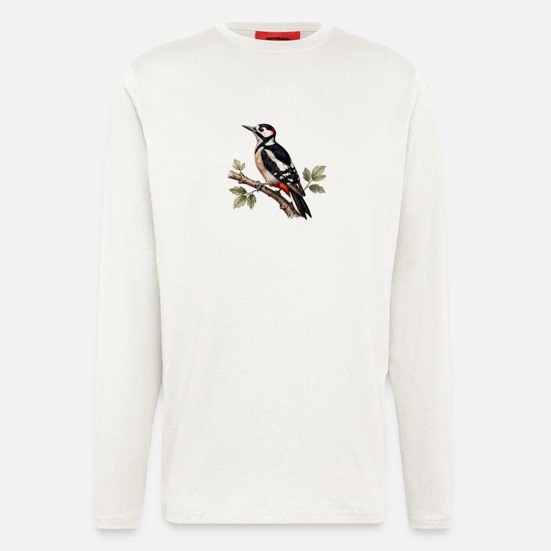 Großer Specht am Ast - Langarmshirt - made by SPREAD  - OFF WHITE