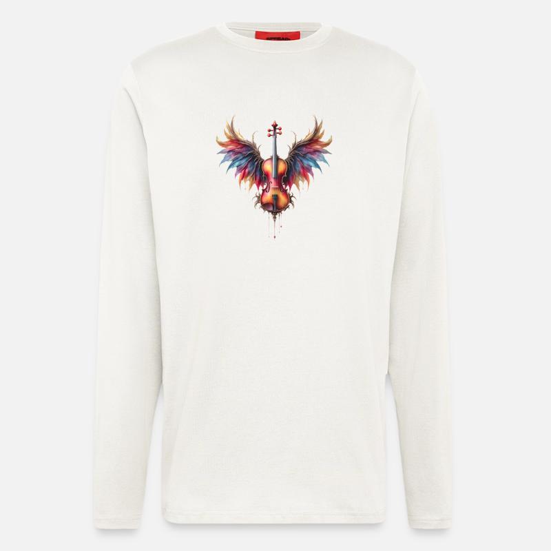 Violin with Rainbow Wings - Longsleeve - made by SPREAD  - OFF WHITE