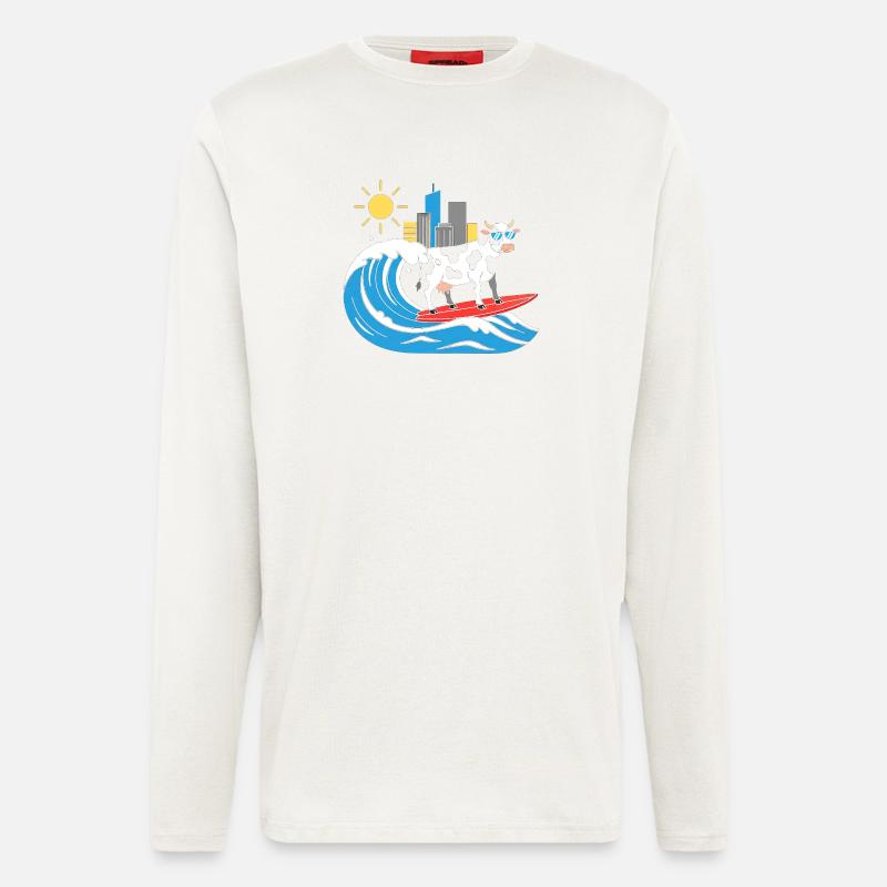 Vache surfeuse à la City-Wave - Manches longues bio décontracté fabriqué en UE - OFF WHITE