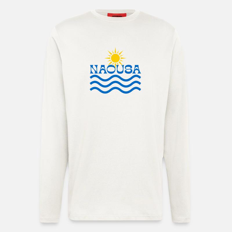 Naousa Sun Waves Logo - Manches longues bio décontracté fabriqué en UE - OFF WHITE