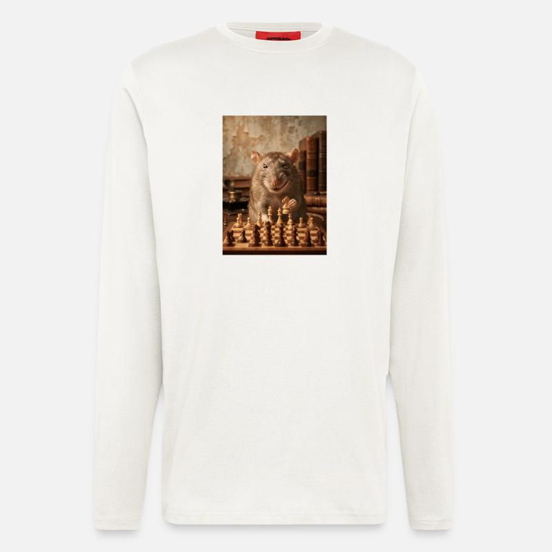 Ratte spielt Schach - Langarmshirt - made by SPREAD  - OFF WHITE