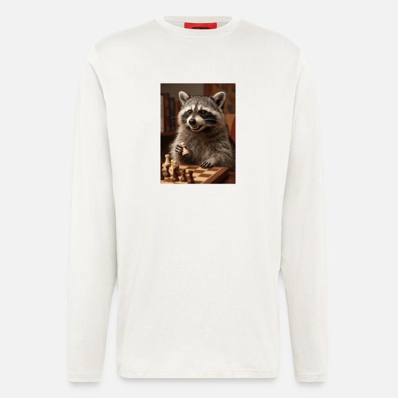 Raccoon playing chess - Longsleeve - made by SPREAD  - OFF WHITE