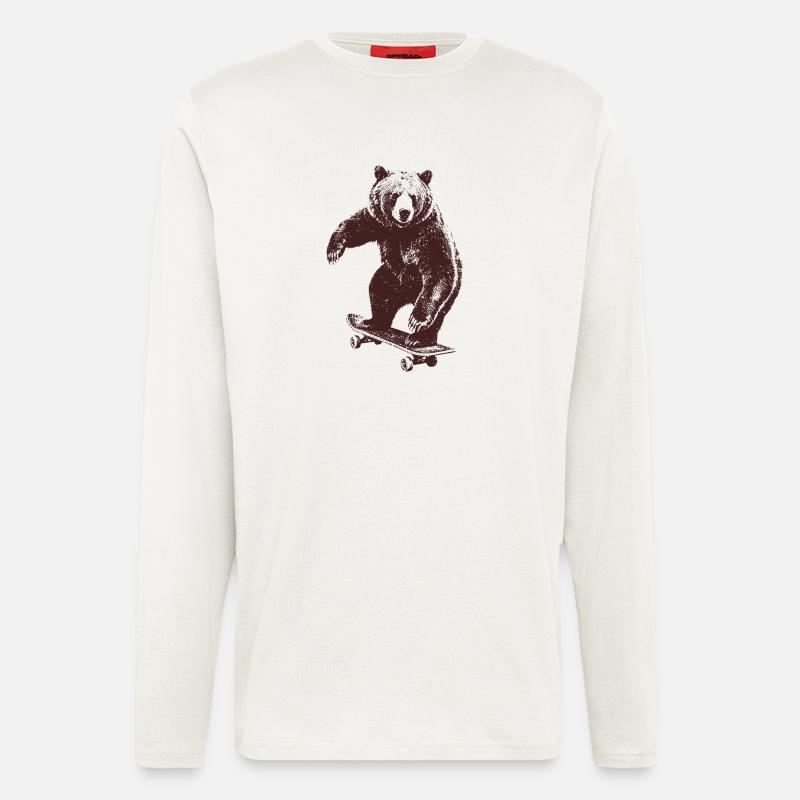 Skating Bear - Longsleeve - made by SPREAD  - OFF WHITE