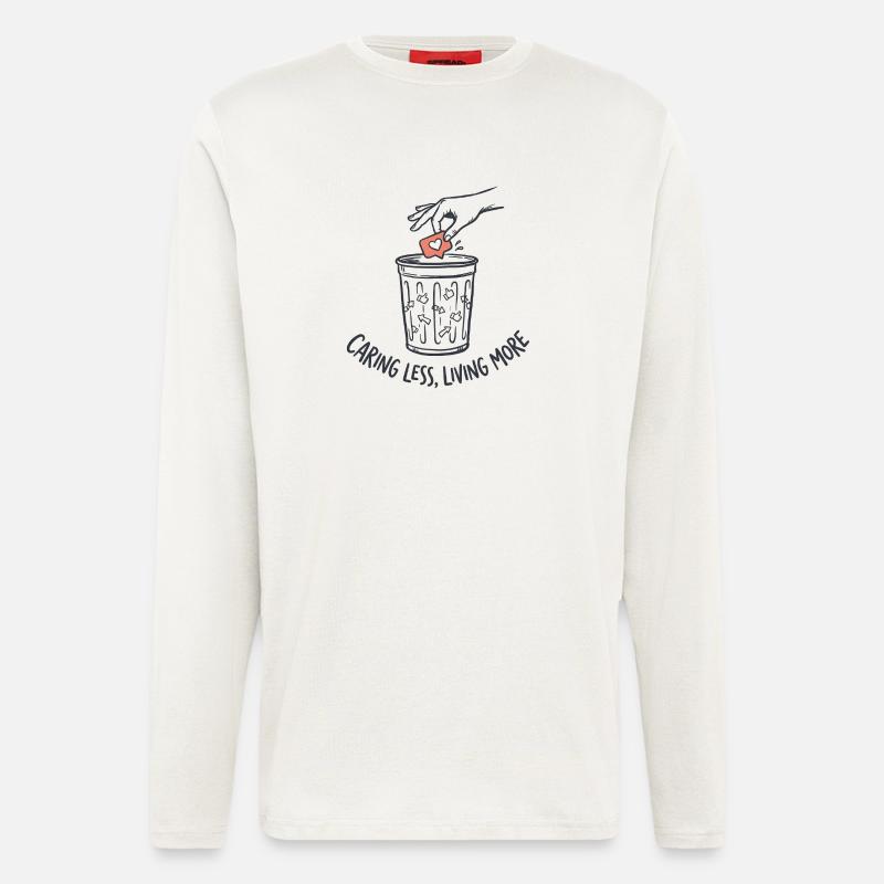 Caring Less Living More - Langarmshirt - made by SPREAD  - OFF WHITE