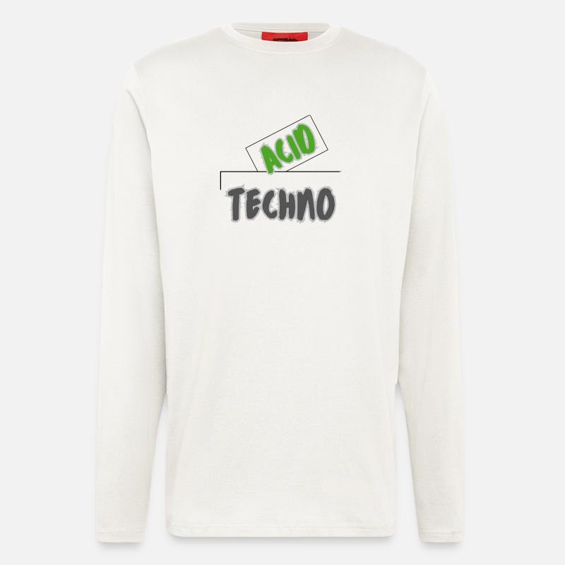 Acid Techno - Manches longues bio décontracté fabriqué en UE - OFF WHITE
