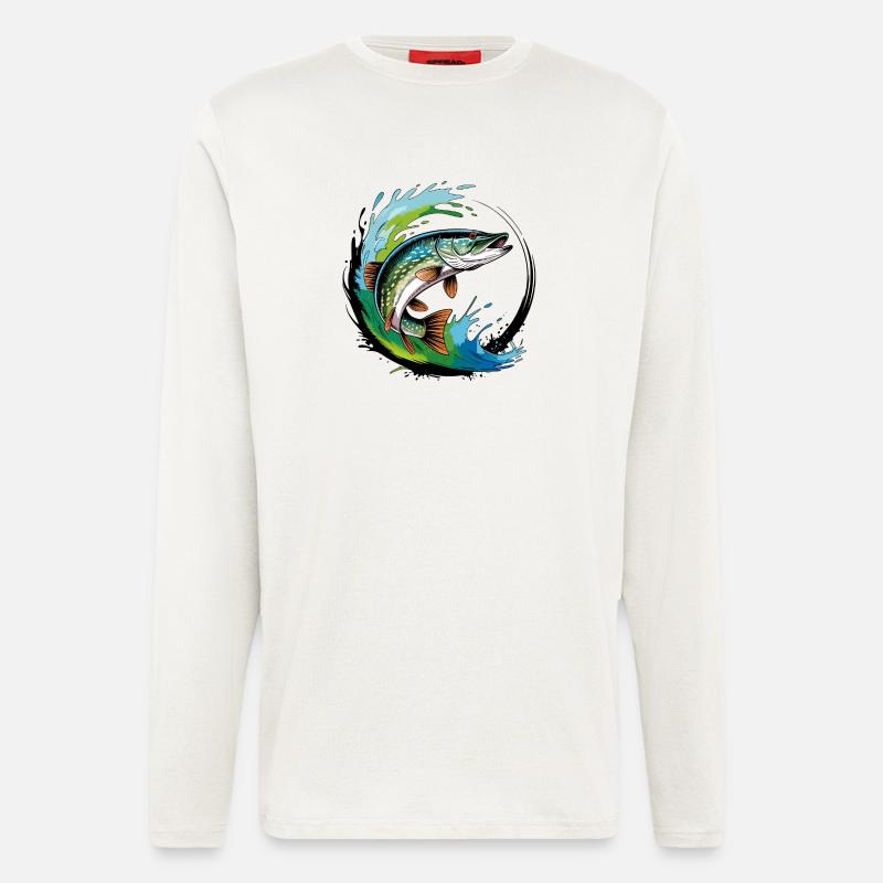 Hecht angeln - Langarmshirt - made by SPREAD - OFF WHITE