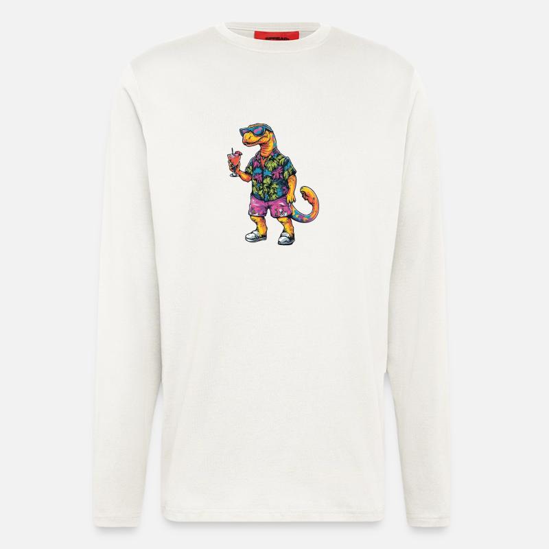 Dinosaur brontosaurus Comic Summer - Longsleeve - made by SPREAD  - OFF WHITE