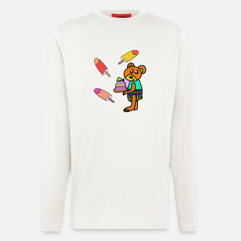 Teddy Kuchen Eis-Motiv Bär Kinder - Longsleeve - made by SPREAD  - OFF WHITE