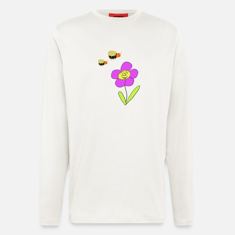 Flower with friendly bees - Longsleeve - made by SPREAD  - OFF WHITE