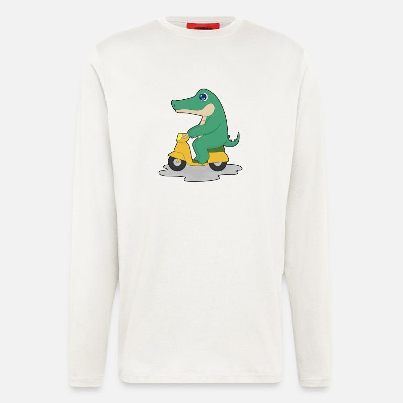 Krokodil Motorroller - Langarmshirt - made by SPREAD - OFF WHITE