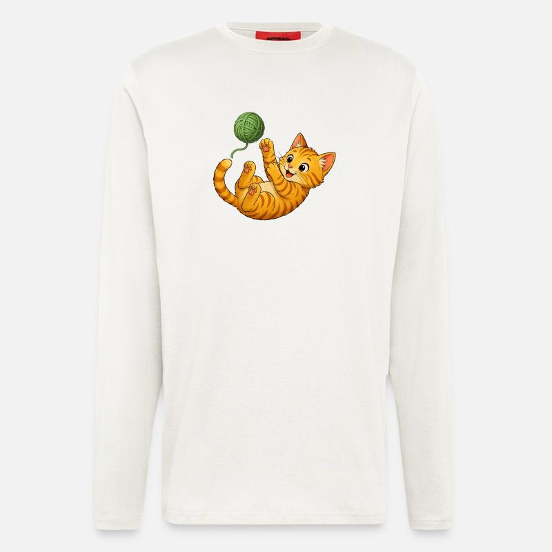 Kitten playing with wool - Longsleeve - made by SPREAD  - OFF WHITE