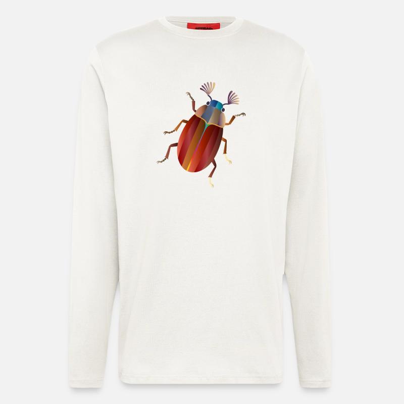 Bunter Maikäfer Retro Stil - Langarmshirt - made by SPREAD - OFF WHITE
