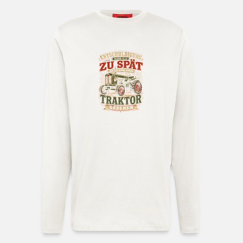 Spät dran Traktor Spruch - Langarmshirt - made by SPREAD  - OFF WHITE
