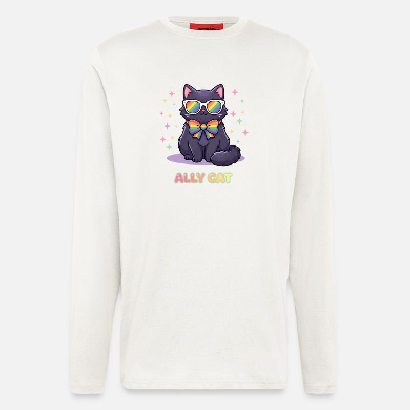 Pride-Monat LGBTQ – Ally Cat - Langarmshirt - made by SPREAD  - OFF WHITE