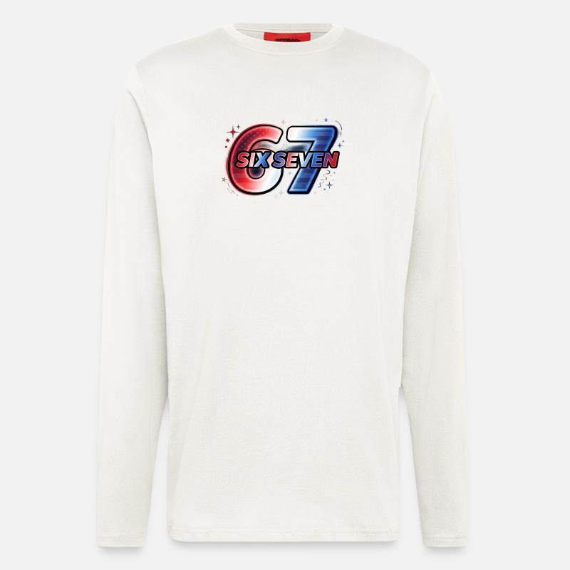 67 Neon – Rotes Blaues Sternen-Design - Langarmshirt - made by SPREAD  - OFF WHITE