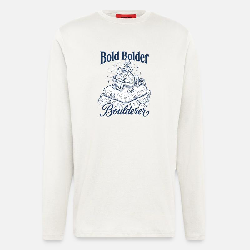 Bouldering Bold Bolder Boulderer - Manches longues bio décontracté fabriqué en UE - OFF WHITE