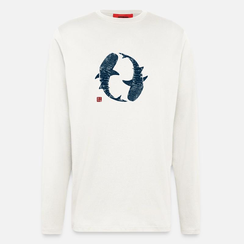 Cercle des requins-baleines - Manches longues bio décontracté fabriqué en UE - OFF WHITE