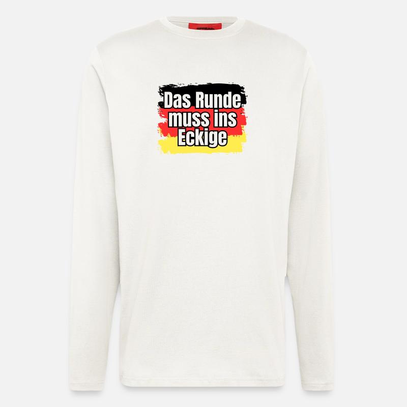 Das Runde muss ins Eckige - Spruch - Langarmshirt - made by SPREAD  - OFF WHITE