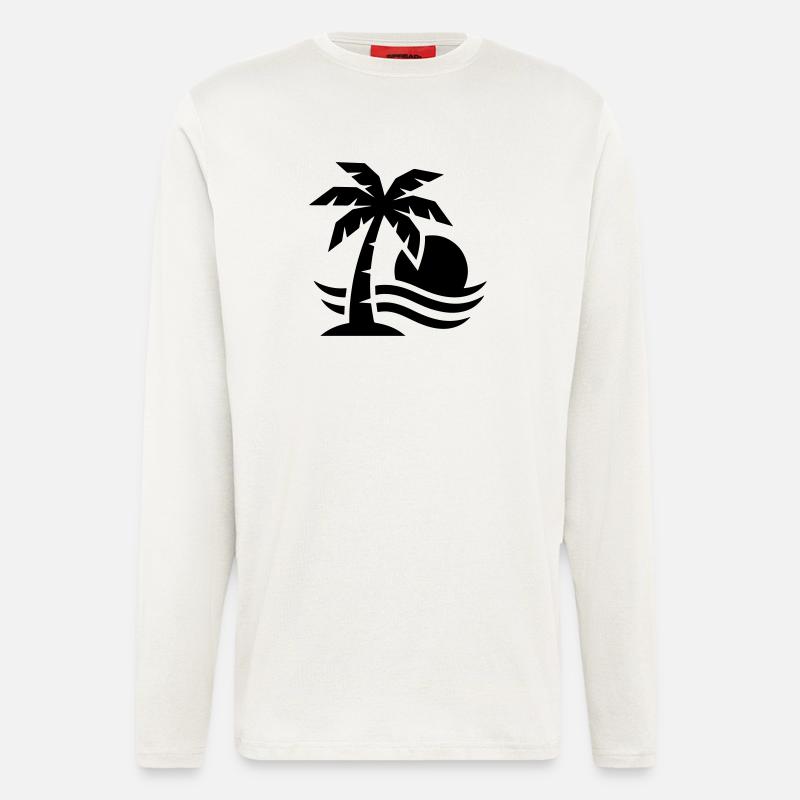 Palm Tree Beach Sun - Manches longues bio décontracté fabriqué en UE - OFF WHITE