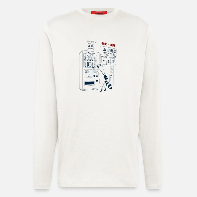 Waschbär Vending Maschine - Langarmshirt - made by SPREAD - OFF WHITE