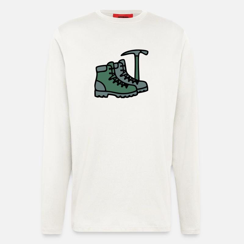 Wanderschuhe Eispickel Bergsteiger Alpen Wanderer - Longsleeve - made by SPREAD - OFF WHITE